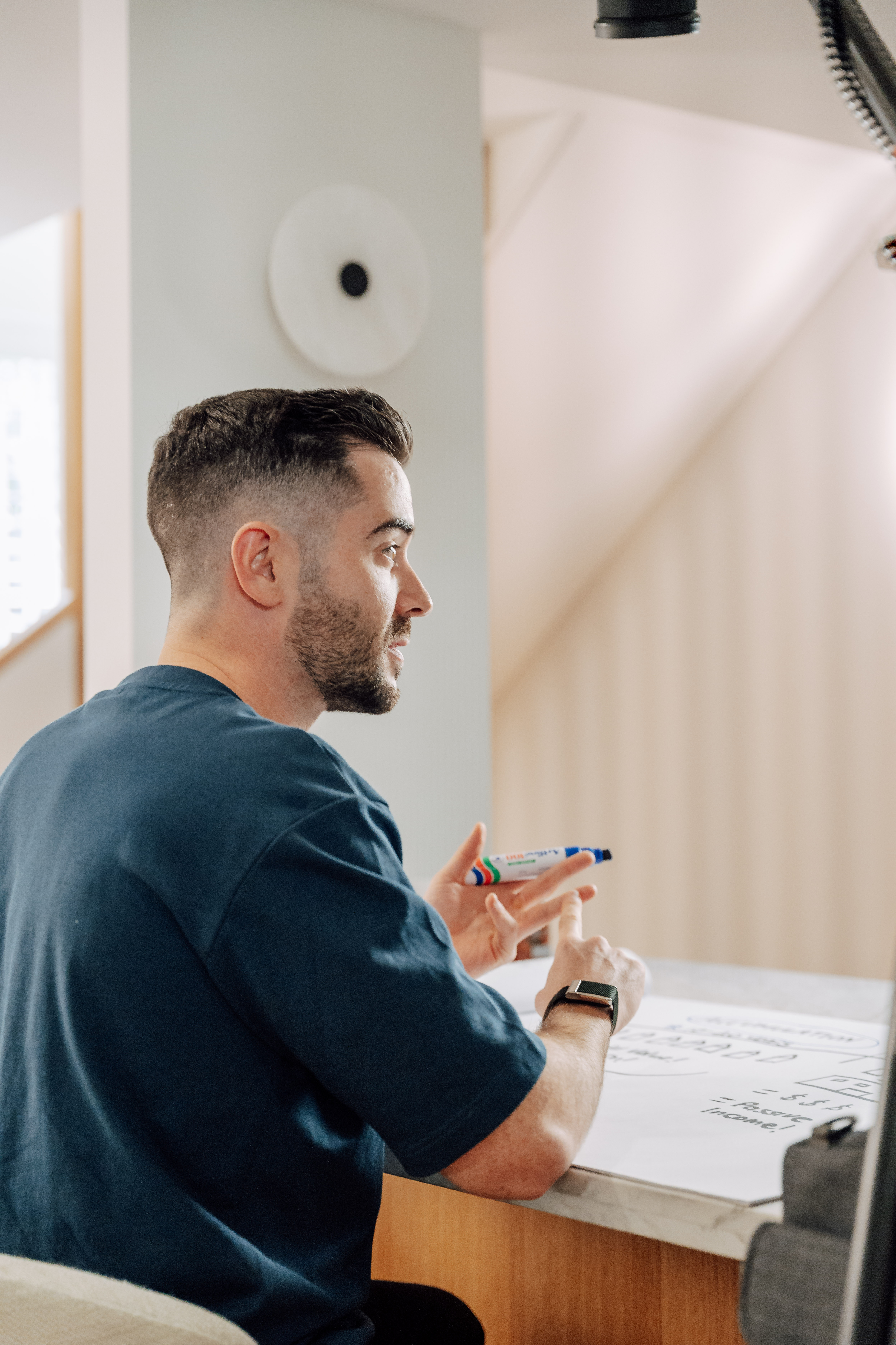 Mortgage broker filming professional content at Sydney studio