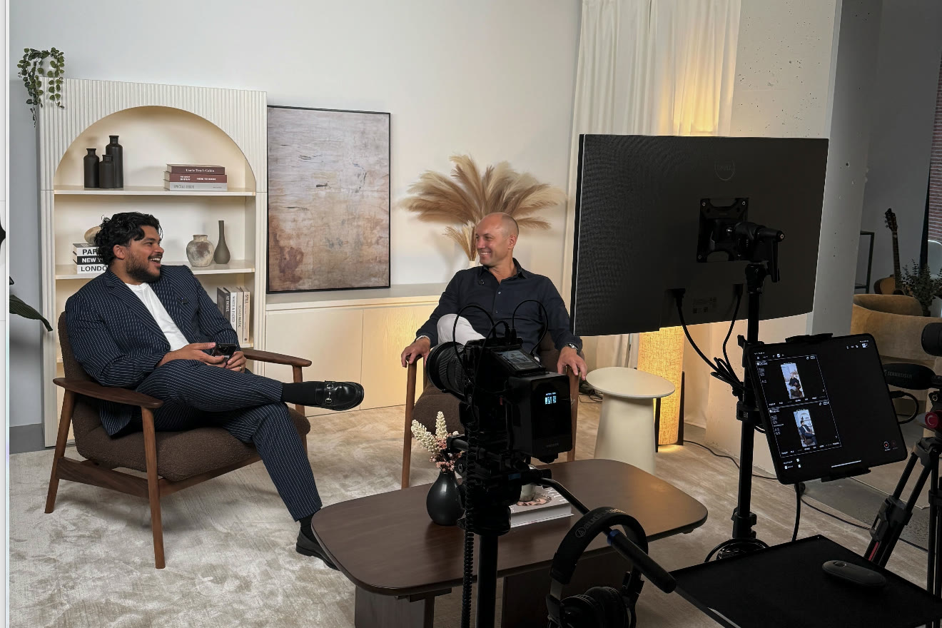 Behind the scenes video filming at Halcyon content studio Sydney