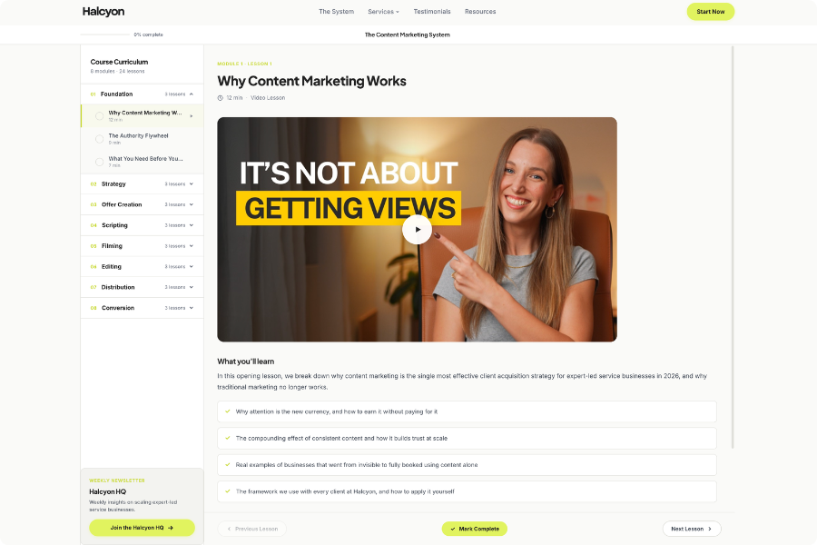 Free content marketing masterclass preview by Halcyon Agency Sydney